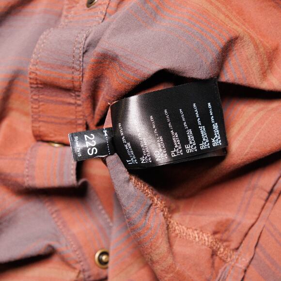 Kuhl Intriguer Red Burgundy Gray Stripe Button Down Short Sleeve Shirt Mens L - Picture 9 of 15